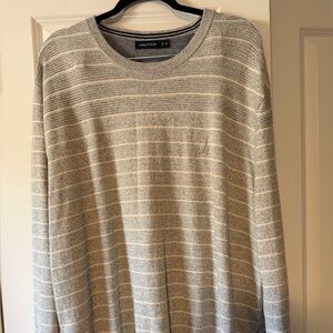 Nautica Men's Sweater in Light Gray Stripes XXL